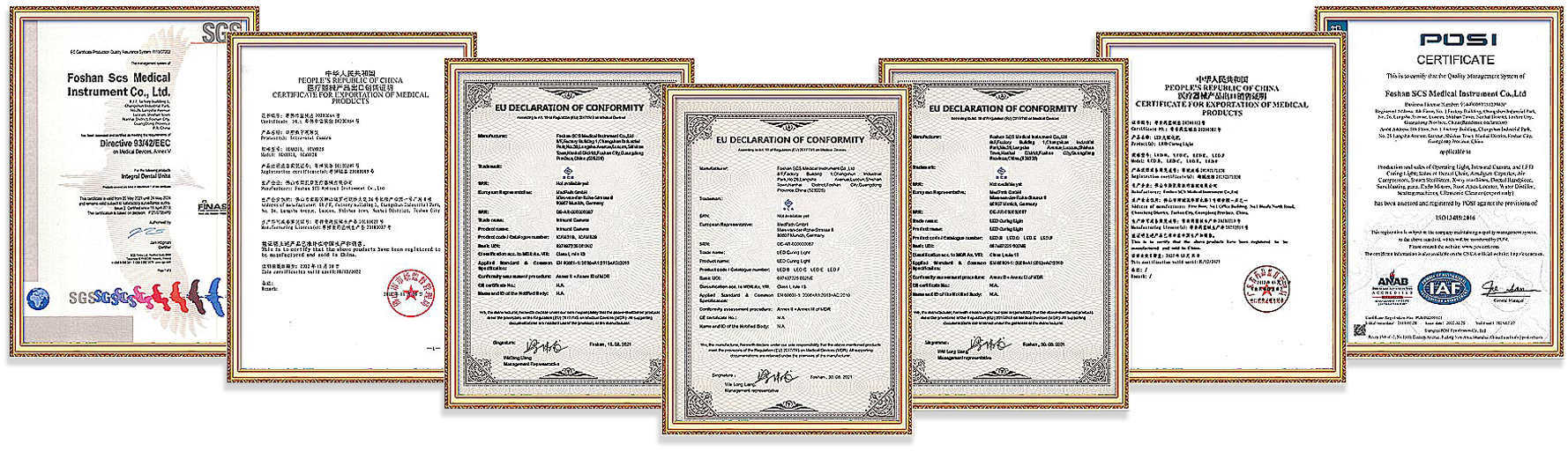 Dental Equipment Supplier Certificate Gallery