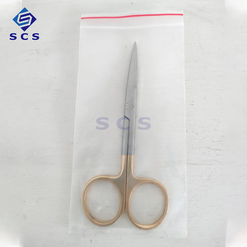 High Precision Straight-Cut Golden Handled Dental Surgical Scissors