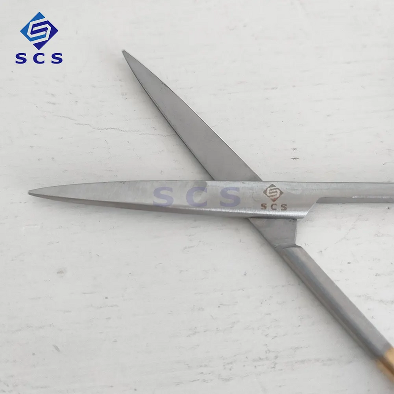 High Precision Straight-Cut Golden Handled Dental Surgical Scissors