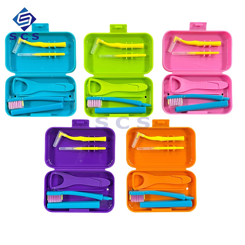 Dental Mini Portable Orthodontic Cleaning Dental Care Kit Toothbrush Box