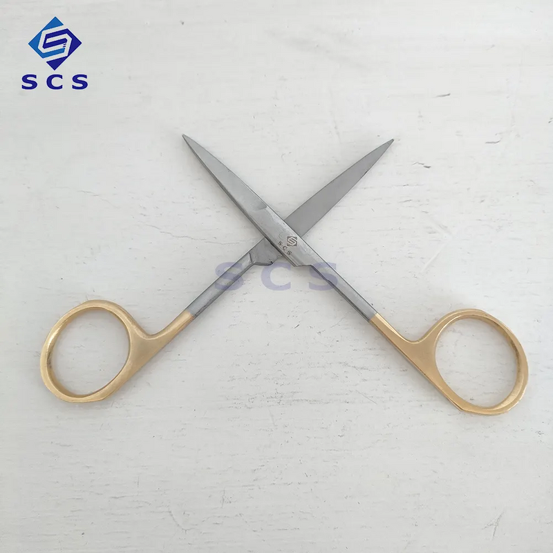 High Precision Straight-Cut Golden Handled Dental Surgical Scissors