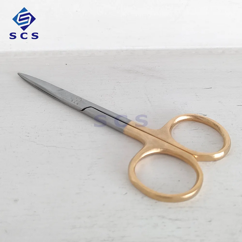 High Precision Straight-Cut Golden Handled Dental Surgical Scissors