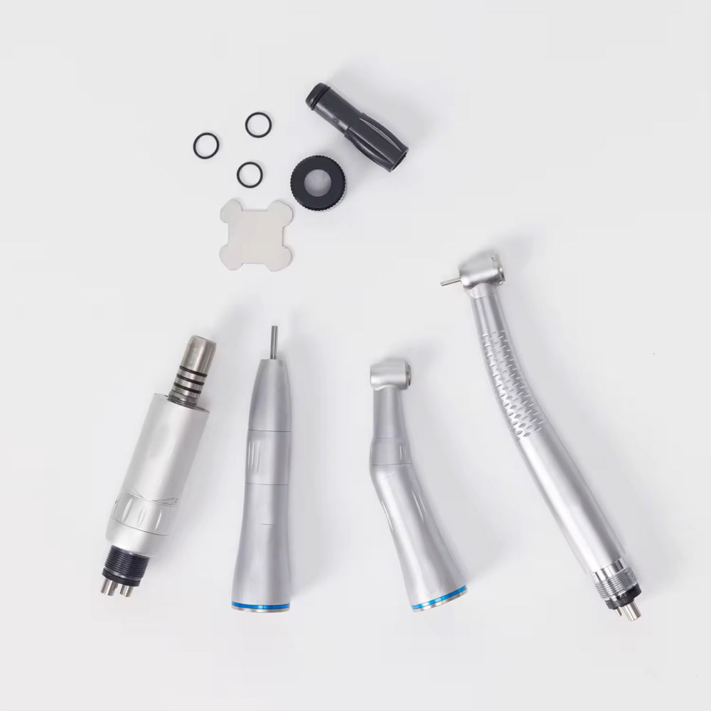 Electric Dental LED Turbine Handpiece Kit 5-Way Water Spray Low Speed Contra Angle Ceramic Bearing