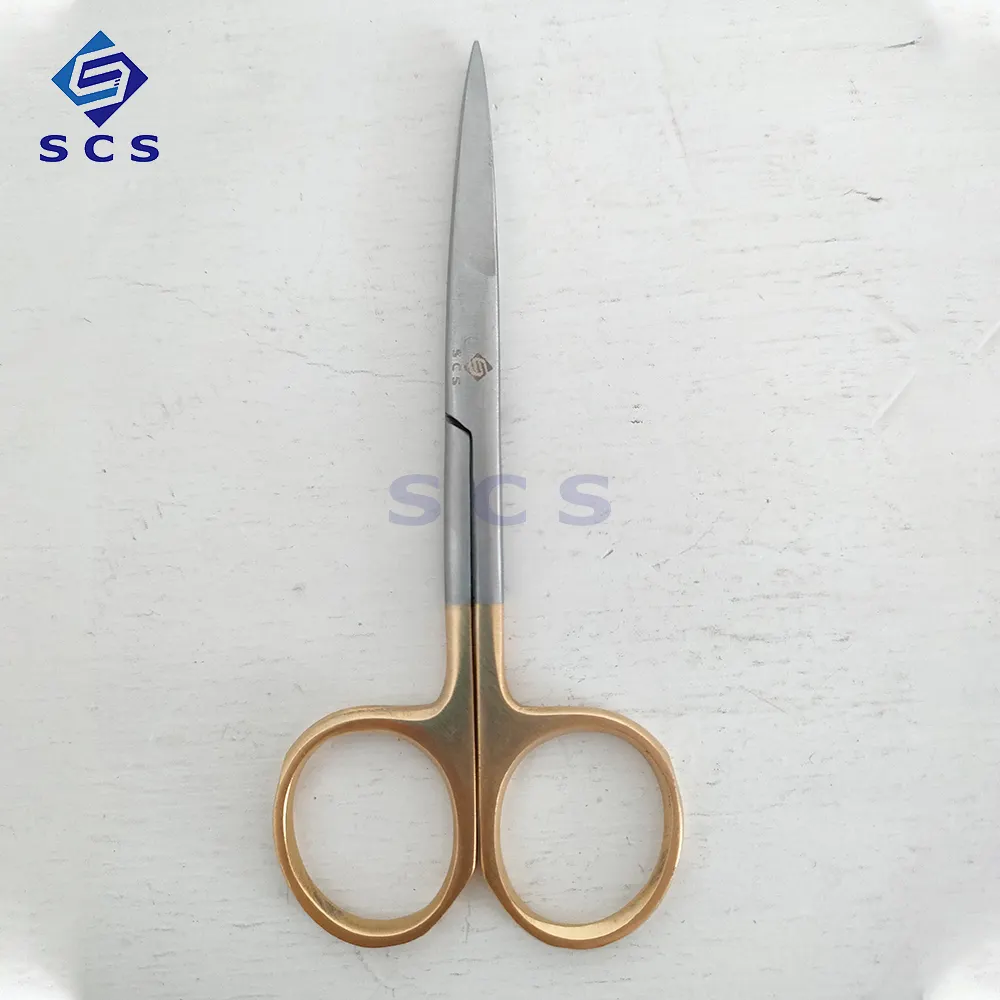 Affordable Precision: FOSHAN SCS Golden Handle Dental Scissors (German Stainless Steel