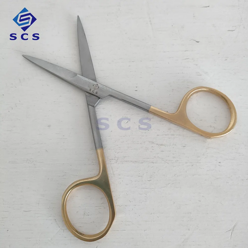 High Precision Straight-Cut Golden Handled Dental Surgical Scissors