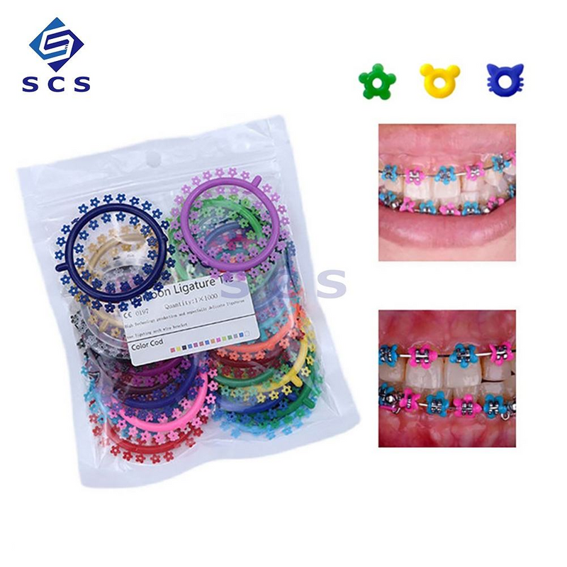 Dental Orthodontic Product Flexible Cartoon Colorful Elastic Dental Ligature Ties