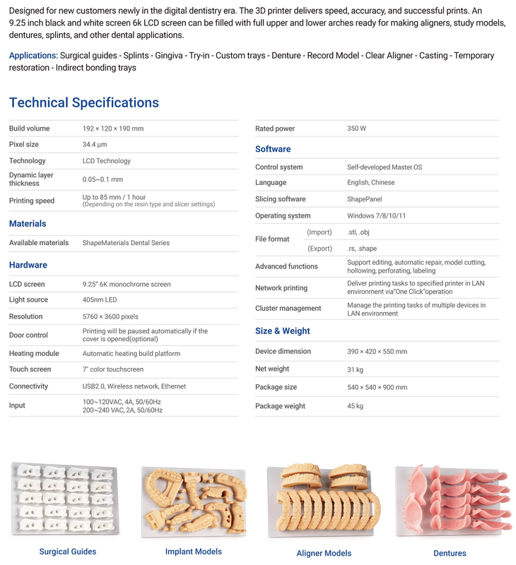Edge E2 Dental 3D Printer for Orthodontics | Digital Dentistry