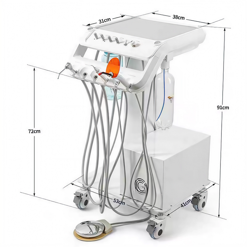 Mobile Dental Cart with Air Compressor & Turbine Equipment Portable Dental Trolley